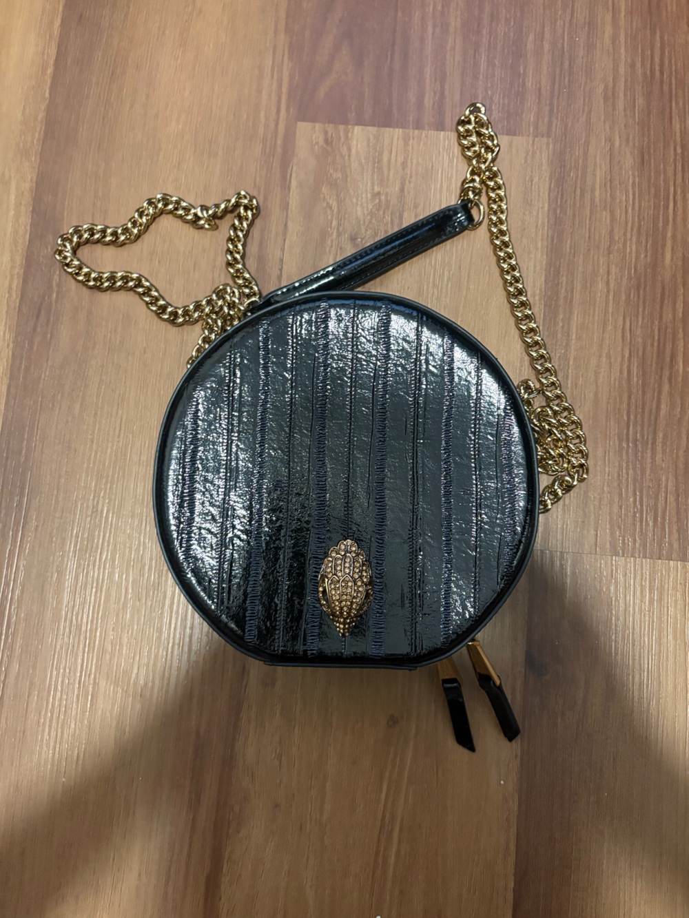 Kurt Geiger Small Round Shoreditch Crossbody Patent Leather Purse